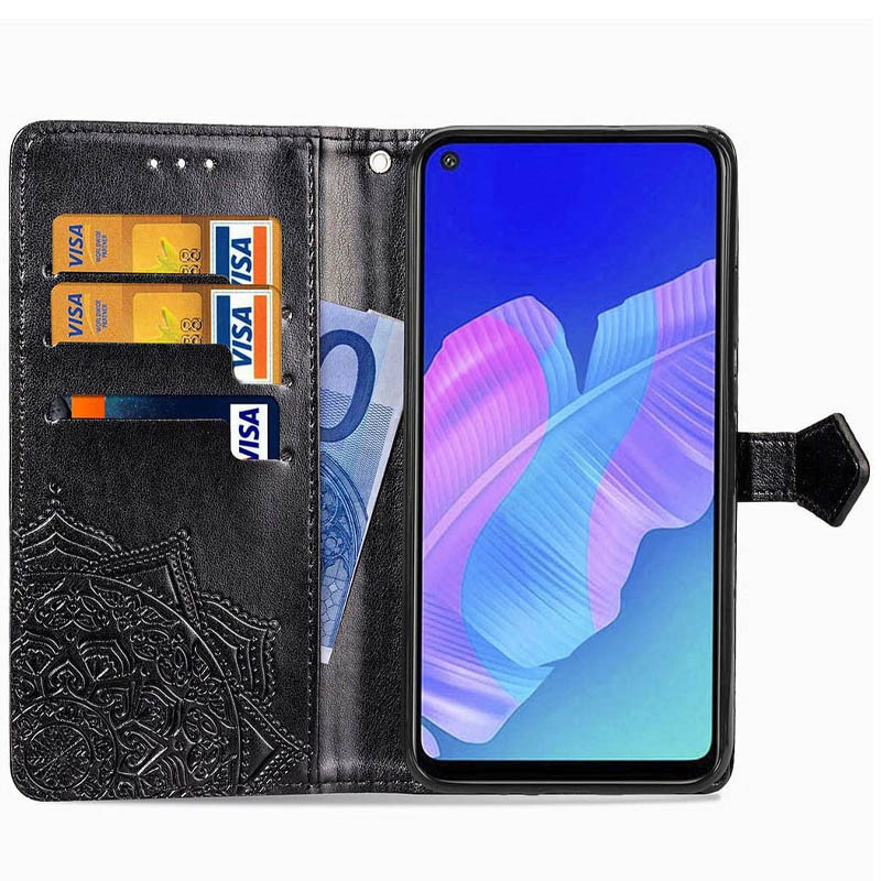 

Кожаный чехол книжка для Samsung Galaxy A21s Epik Art Case с визитницей, Черный