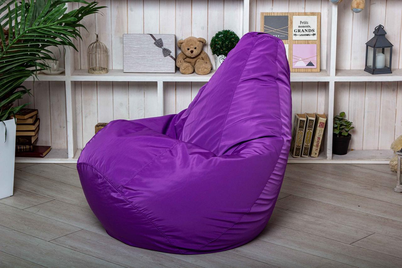 Бескаркасное Кресло мешок груша пуфик фиолетовое XL (120х75): продажа .