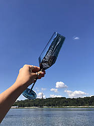 Набір 6 келихів для шампанського з кольорового скла Кристал морська хвиля 200 мл