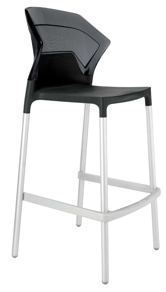Барный стул Papatya Ego-S черное сиденье, верх прозрачно-дымчатый