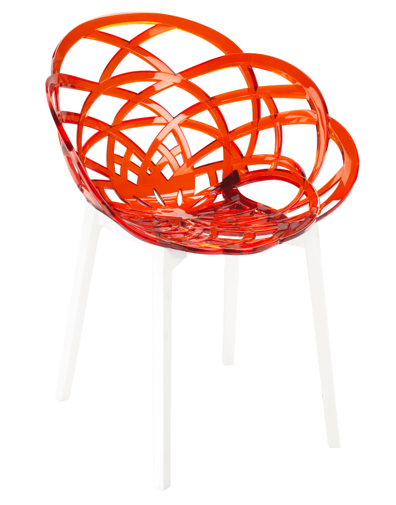 Кресло Papatya Flora прозрачно-красное сиденье, низ белый