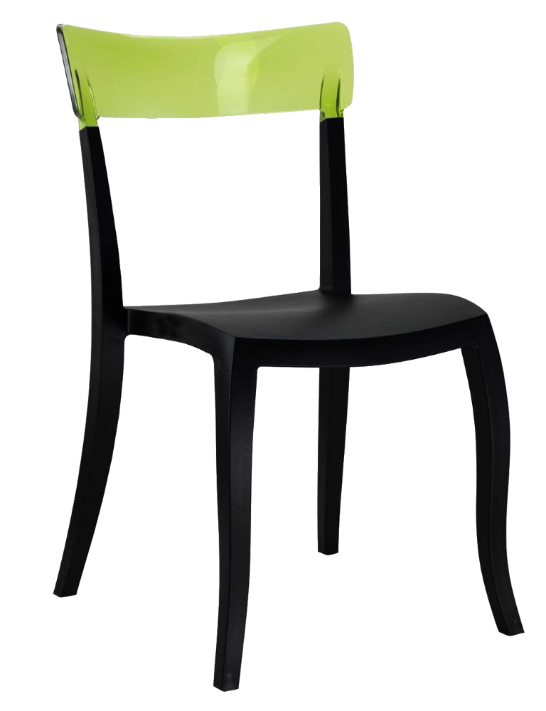 Стул Papatya Hera-S черное сиденье, верх прозрачно-зеленый