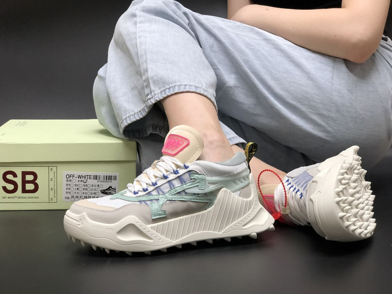 

Кроссовки женские белые стильные красивые брендовые Off White Odsy-1000 Sneaker Офф-Вайт 40, Белый