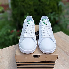 Кросівки жіночі Adidas Stan Smith Білі з зеленим задником ((на стилі)), фото 3