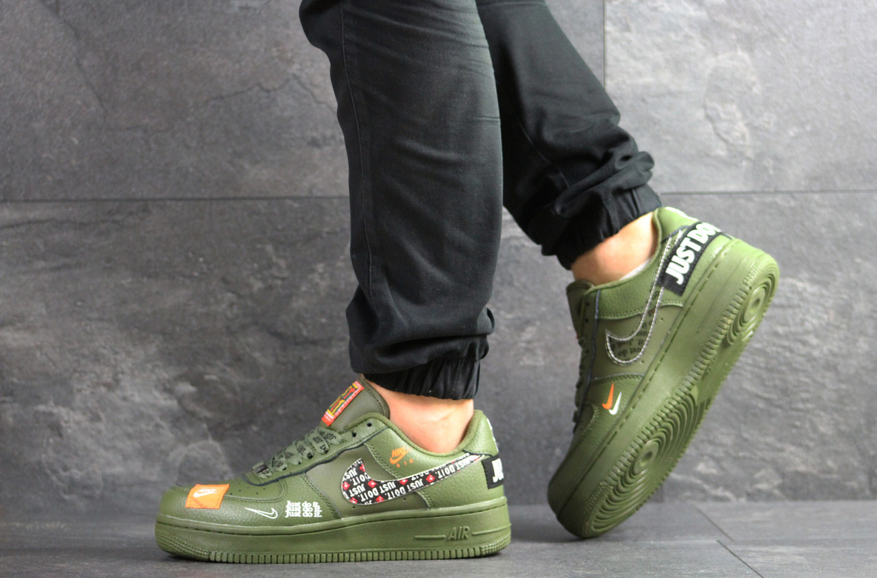 

Кроссовки Nike Air Force 1 Just Do It мужские, в стиле Найк Эир Форс. Кожа. Код SD-8069. Хаки