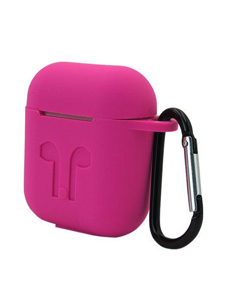 

Чехол для наушников PRC Apple AirPods Silicone Case с карабином Малиновый (18809)