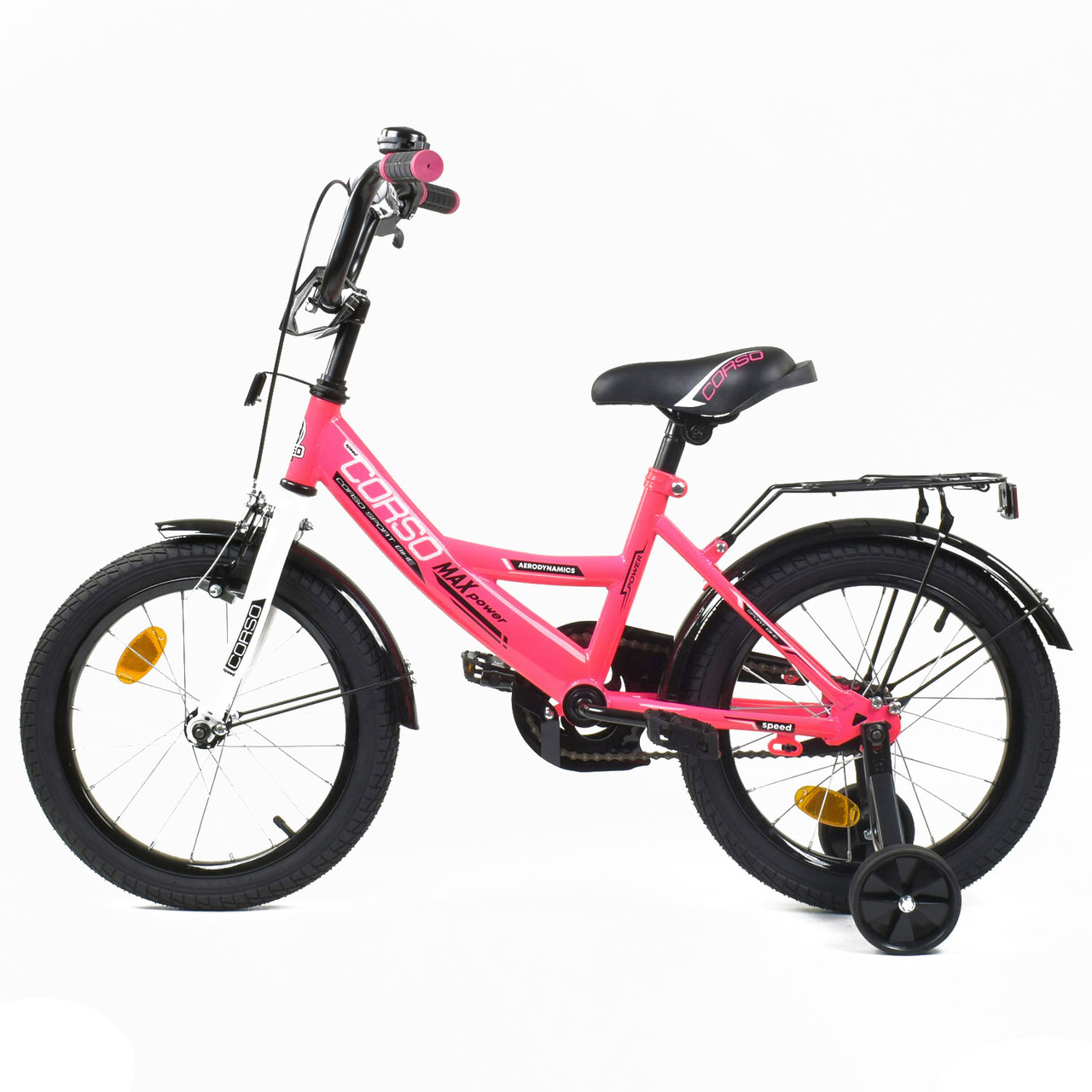 Велосипед детский 2-х двухколесный Corso Aerodynamic с доп колесами 16Нет в наличии