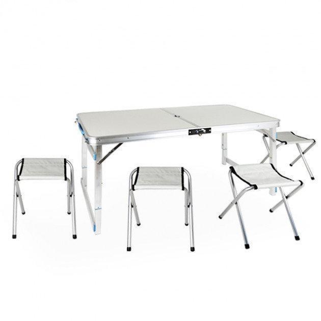 

Стол для пикника Folding table white в комплекте входят 4 стула, Кемпинговая мебель, Складной стол на природу!