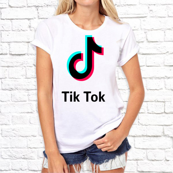 

Женская футболка с принтом Tik Tok XL, Белый