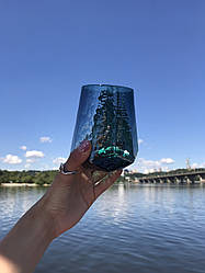 Набір 6 склянок для напоїв з кольорового скла Кристал морська хвиля
