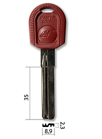 Заготовка ключа MASTER LOCK  35мм. с пластиковой ручкой