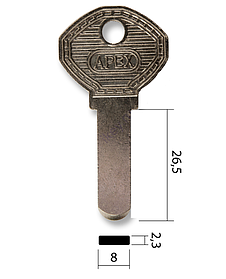 Заготовка ключа APECS 2.5мм — язык малый металл