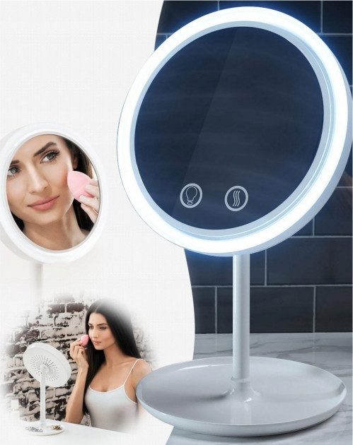 

Круглое зеркало с подсветкой и вентилятором Beauty Breeze Mirror, Белый