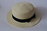 Канотье шляпа женская летняя от солнца шляпка панамка пляжная, фото 9