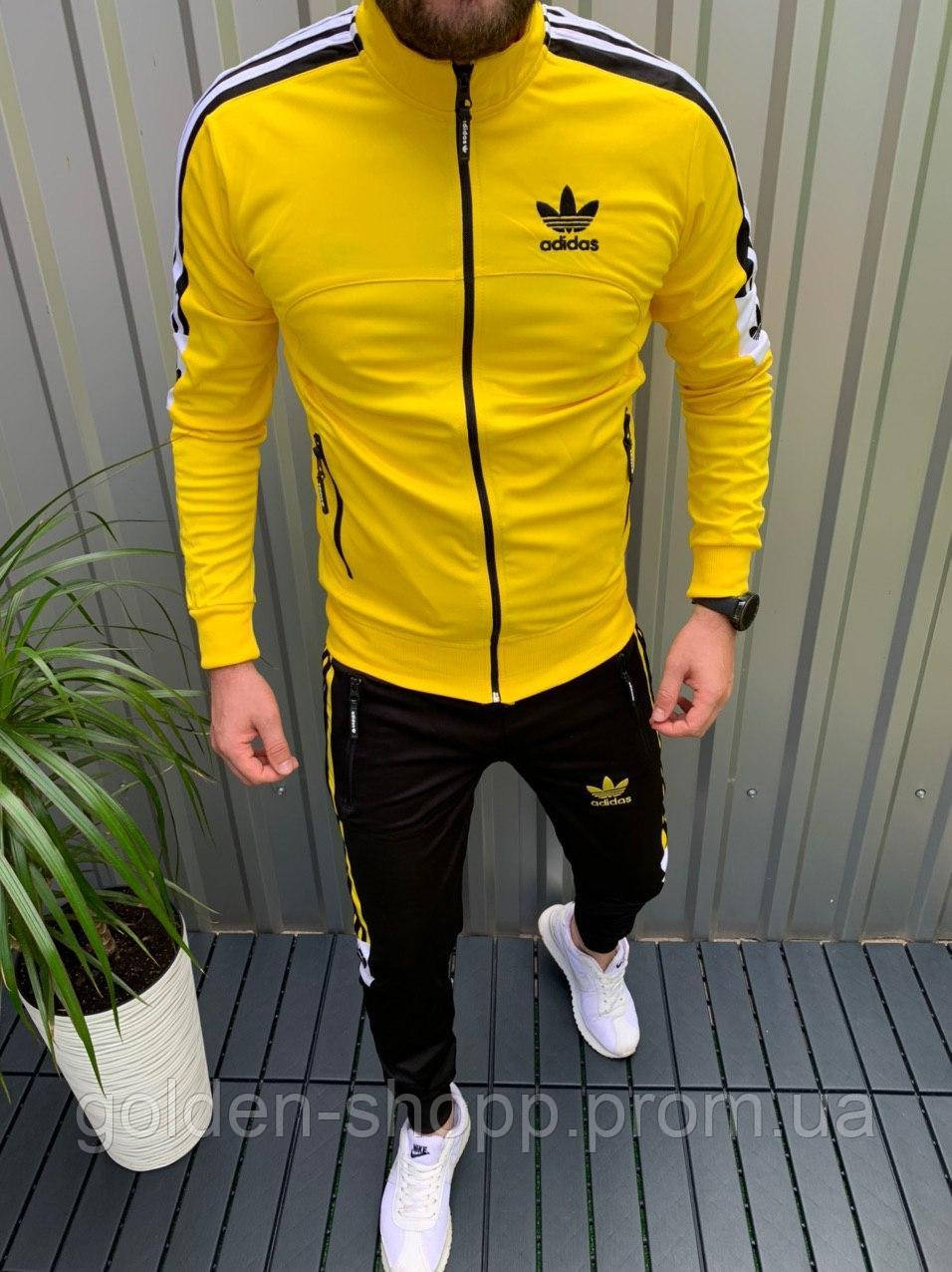 

Мужской Весенний спортивный костюм Adidas желтый, Черный