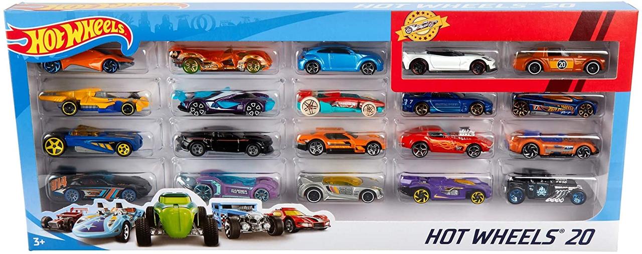 

Набор машинок Хот Вилс 20 шт Оригинал Hot Wheels 20 Car Gift Pack (Styles May Vary) (H7045, Разные цвета