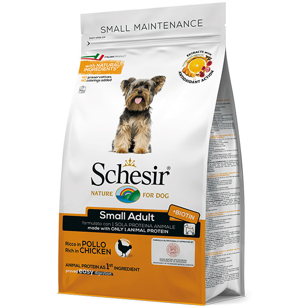 

Schesir Dog Small Adult Chicken сухой монопротеиновый корм для собак малых пород 2