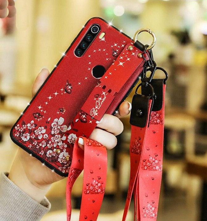 

Чехол Lanyard для Xiaomi Redmi Note 8T бампер с ремешком Red