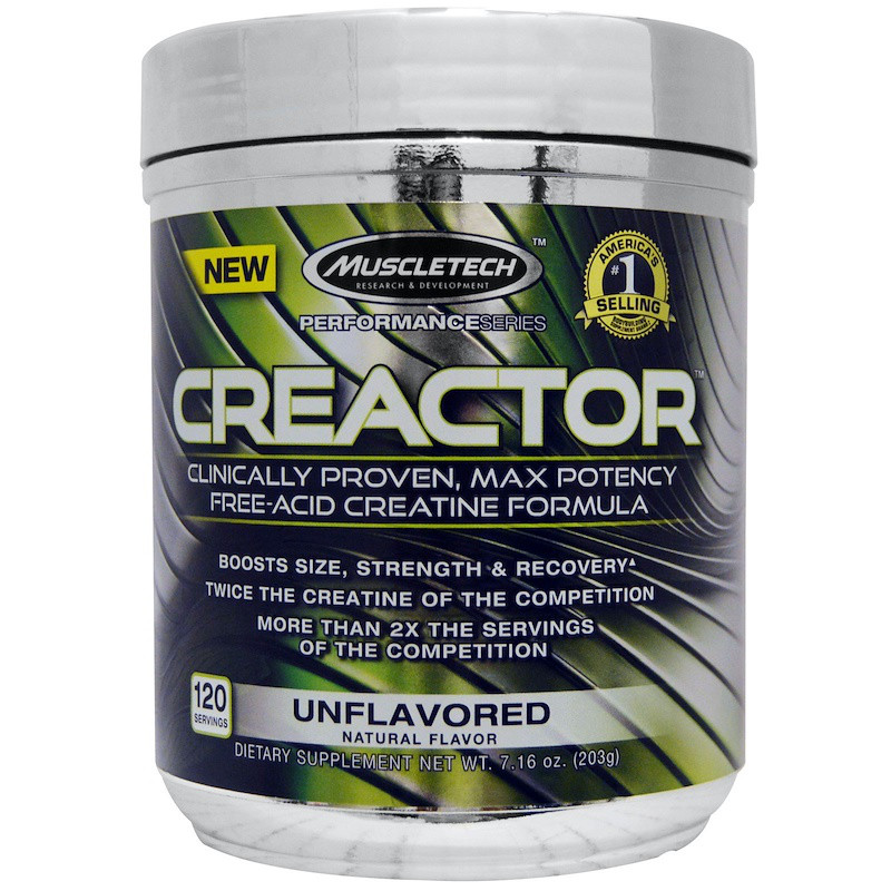 

Креатин, без дополнительных вкусов, Creactor, Muscletech, 203 гр.