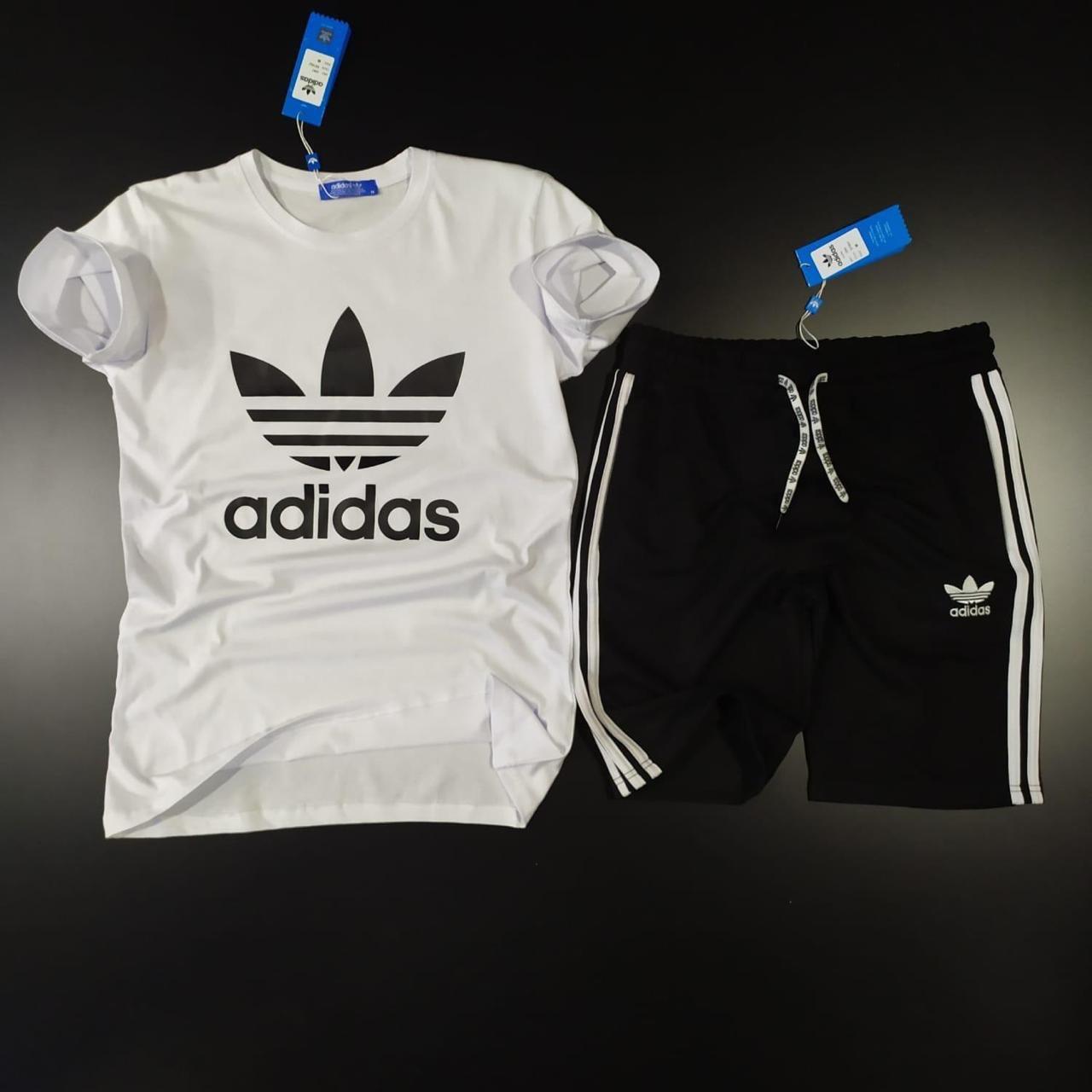 

Мужской комплект ( шорты + футболка ) Adidas (белая с чёрным) L, Представлен в карточке товара