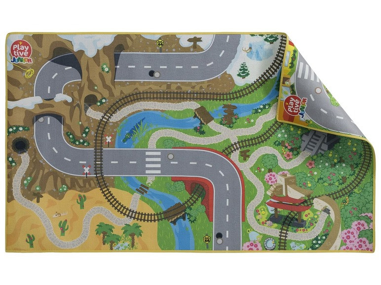 Двосторонній ігровий килимок "Навколо світу-Мегаполіс" для дерев'яної залізниці PlayTive Junior, фото 1