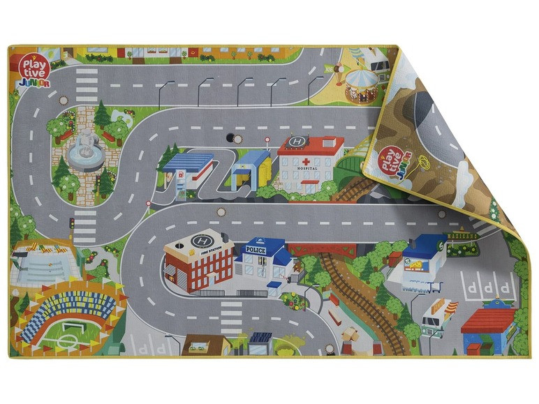 Двосторонній ігровий килимок "Навколо світу-Мегаполіс" для дерев'яної залізниці PlayTive Junior, фото 2