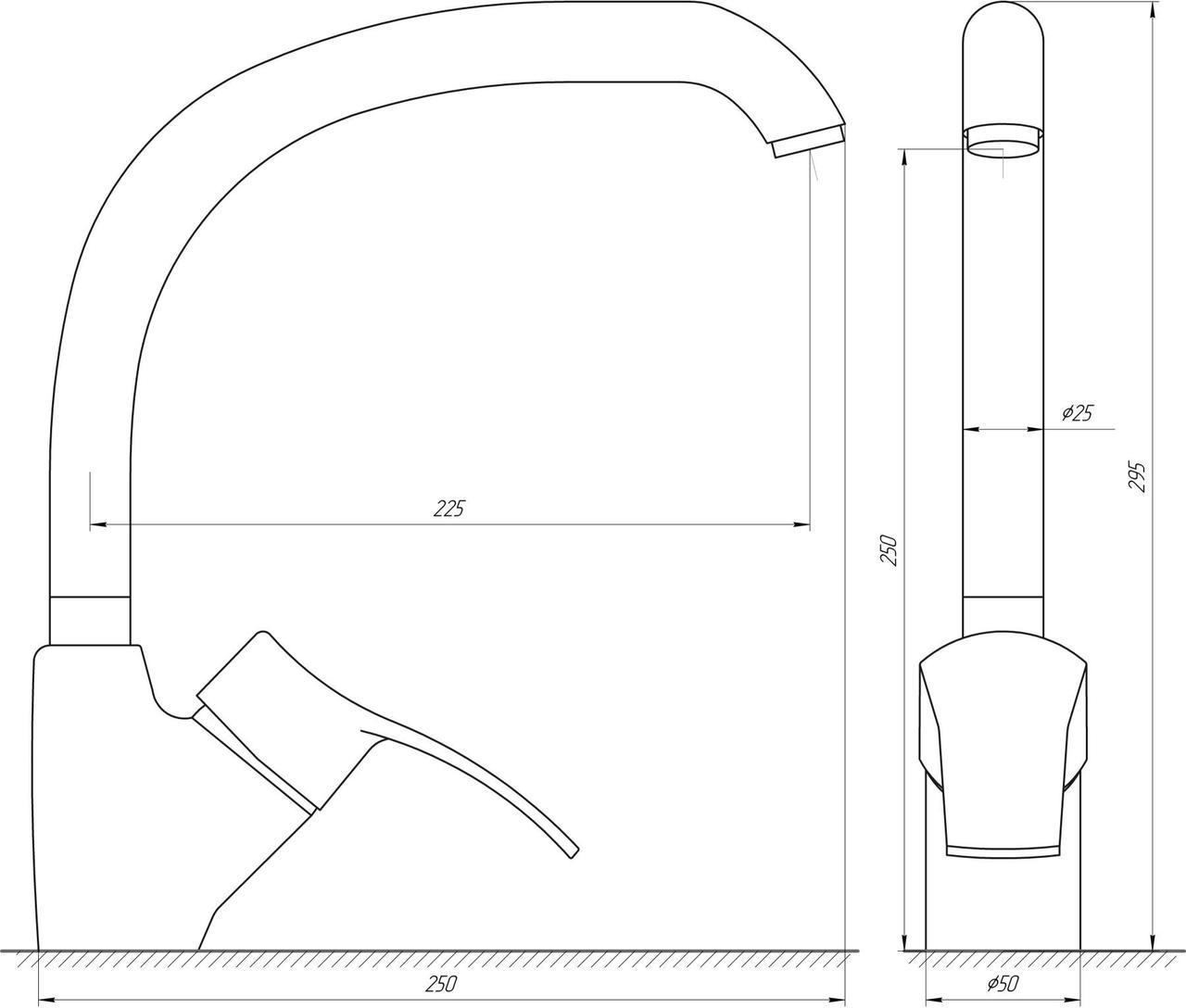 

Смеситель для кухни Globus Lux Queensland GLQU-0203S-BIG-8-STSteel нержавеющая сталь. Кран