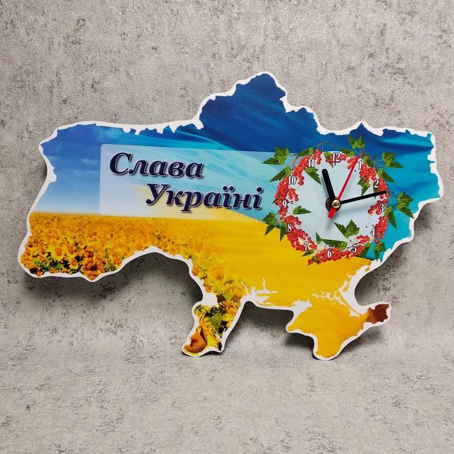 Часы Настенные Карта Украины с калиной