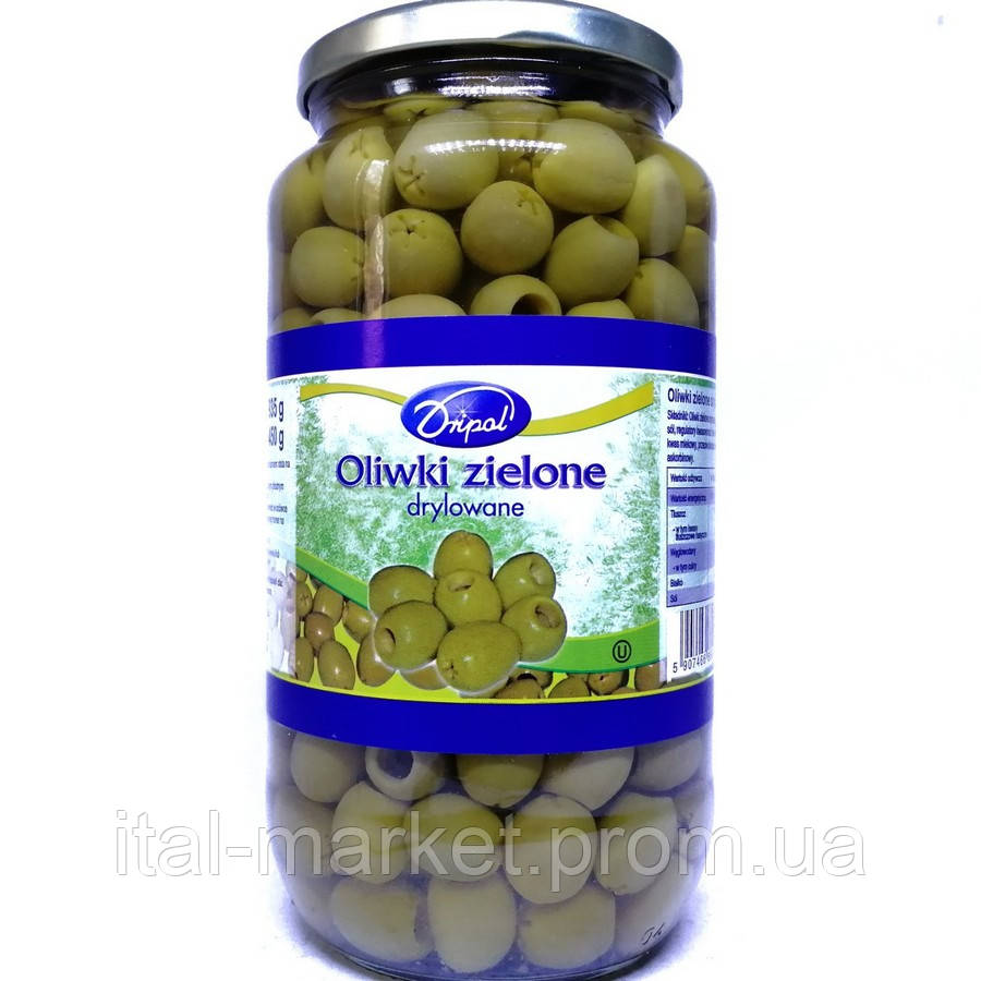 Оливки без косточки Oliwki Zielone drylowane 935 г, Dripol