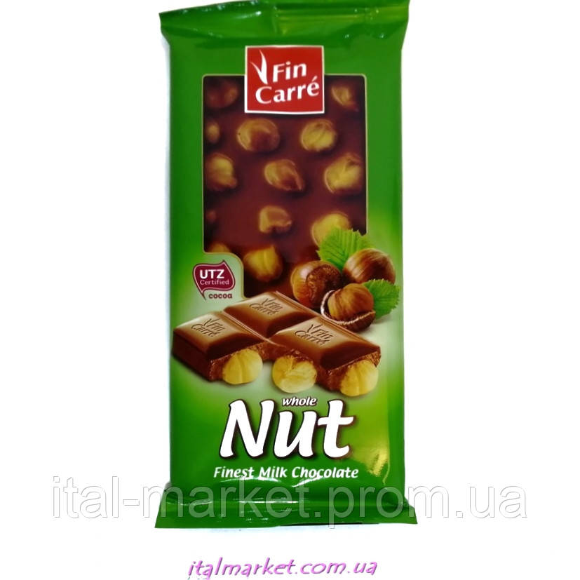 Шоколад с цельными орехами Fin Carre Nut finest milk chocolate 100 г