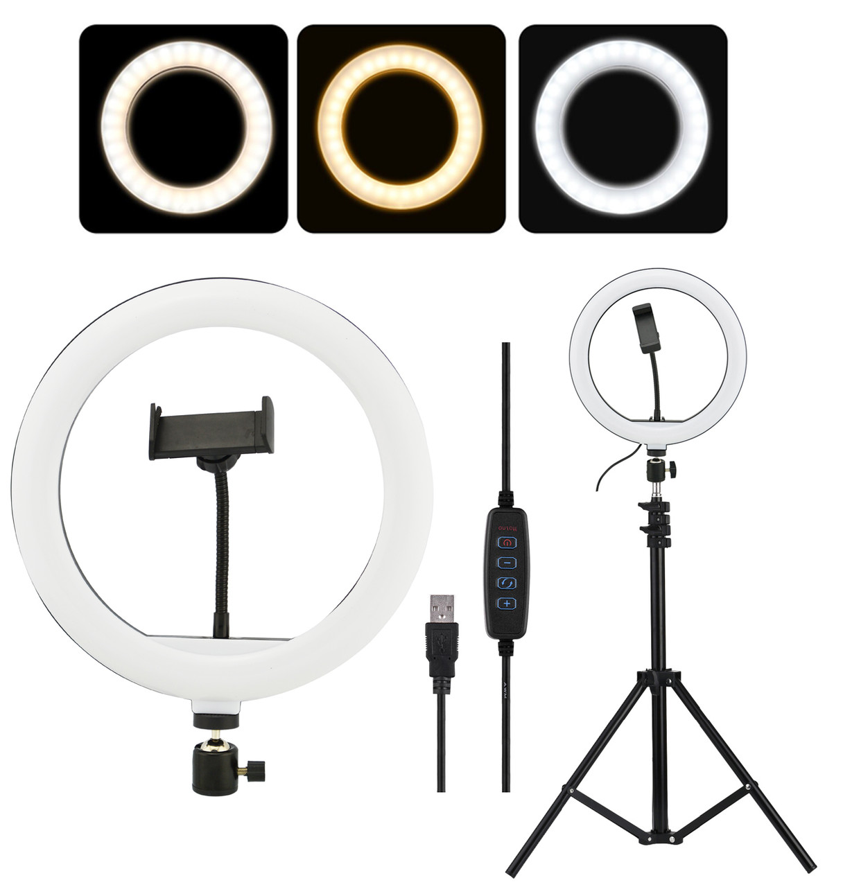 

Кольцевая LED лампа CXB-260 диаметром 26 см с пультом Black (5743)
