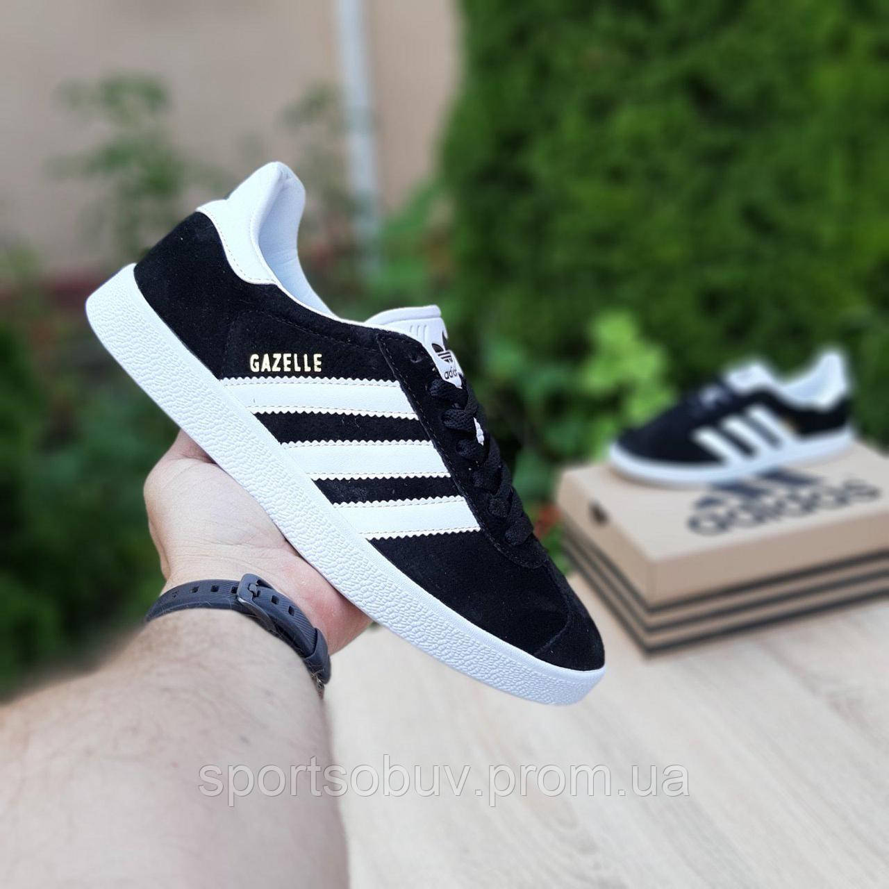 

Мужские кроссовки Adidas Gazelle Адидас Газели черные. 44, Черный