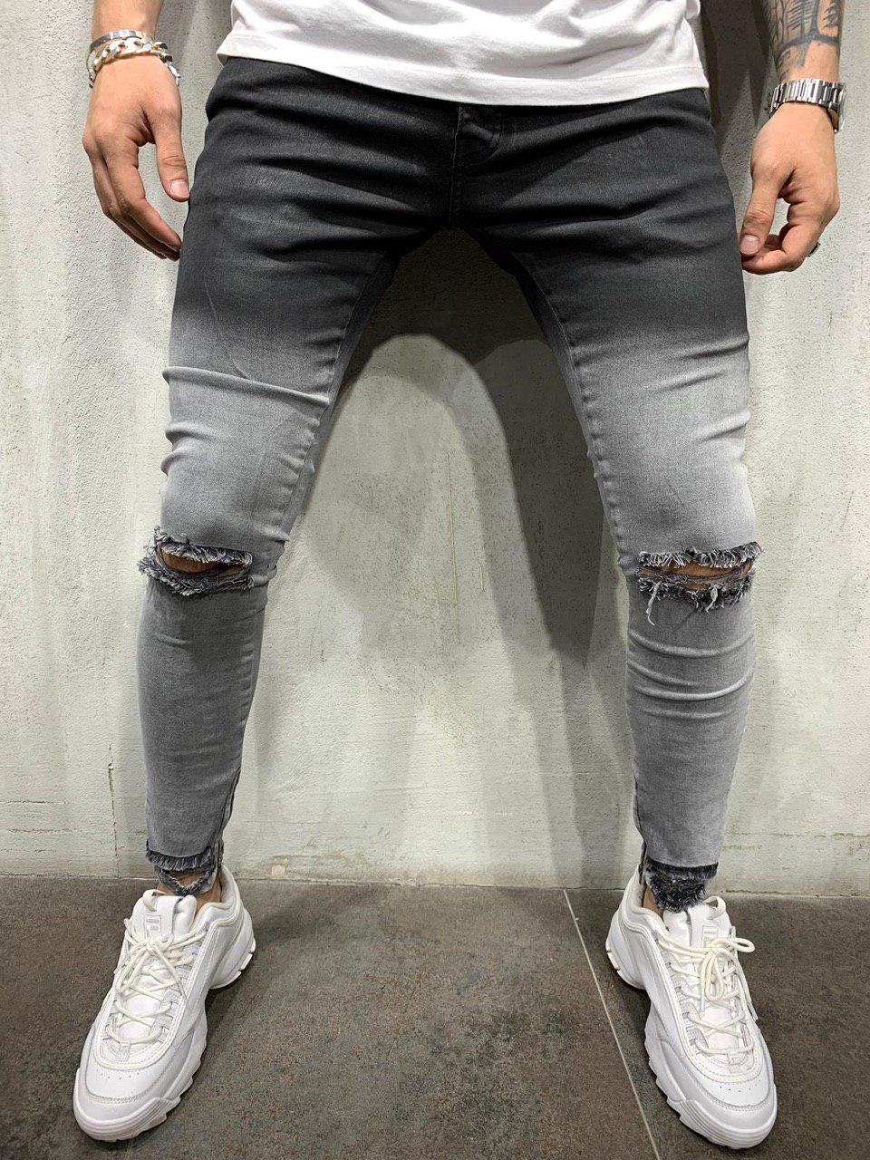 Крутые двухцветные черные джинсы 2Y Premium - 30,31,33,36