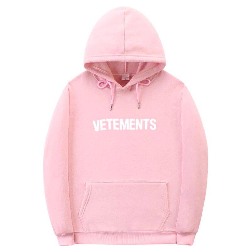 

Розовое худи Vetements Minimalist Logo White, унисекс (мужское, женское, детское)