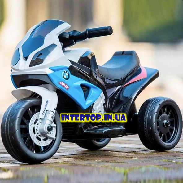 

Детский трехколесный мотоцикл на аккумуляторе BMW S1000 RR, JT5188L-3 бело-синий