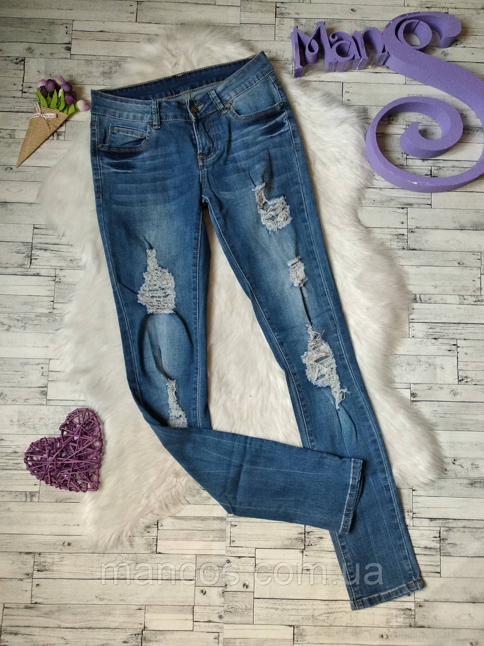 

Джинсы скинни fashion Jeans рваные, Синий