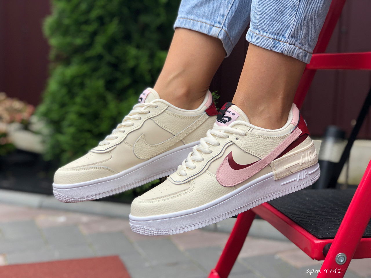 

Кроссовки женские Nike Air Force 1 Shadow бежевые с розовым, Найк, натуральная кожа, прошиты. Код SD-9741 36