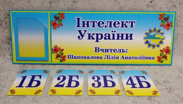 Табличка кабинетная Интеллект Украины с кармашком и вставками