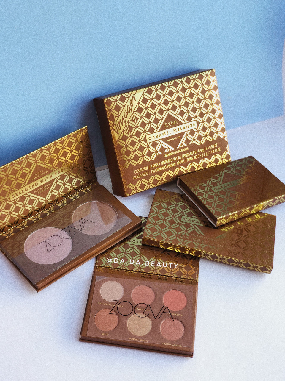 

Zoeva Caramel Melange Voyager (eyeshadow/6x0.9g+highlighter/2х3.2g) Набор теней и хайлайтеров