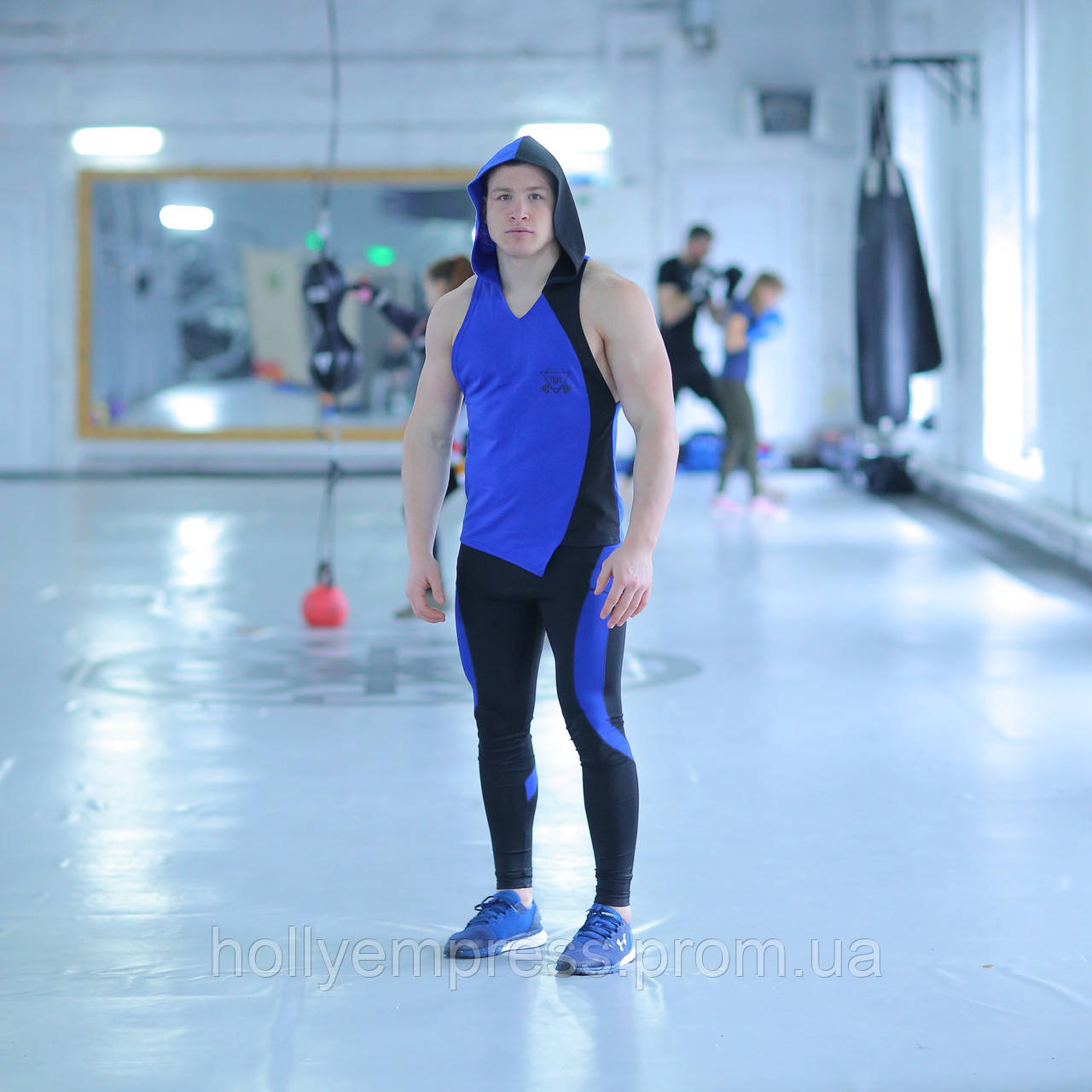 

Мужская спортивная майка с капюшоном fitU Shadow blue M