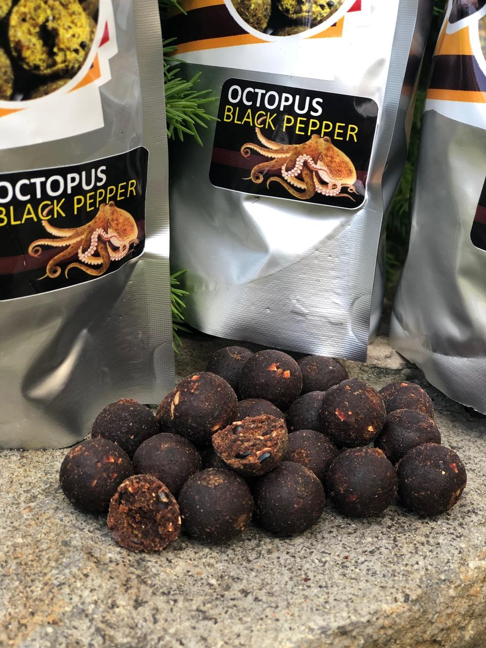 

Бойлы вареные прикормочные “OCTOPUS BLACK PEPPER”( Осьминог -черный перец) 18мм 500гр. STZbaits