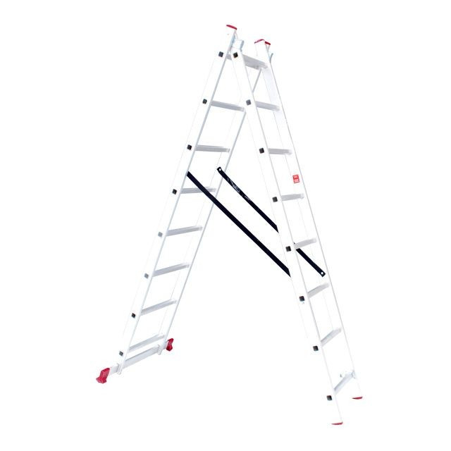 

Лестница алюминиевая 2-х секционная универсальная раскладная 2x8 ступ. 3,69 м INTERTOOL LT-0208