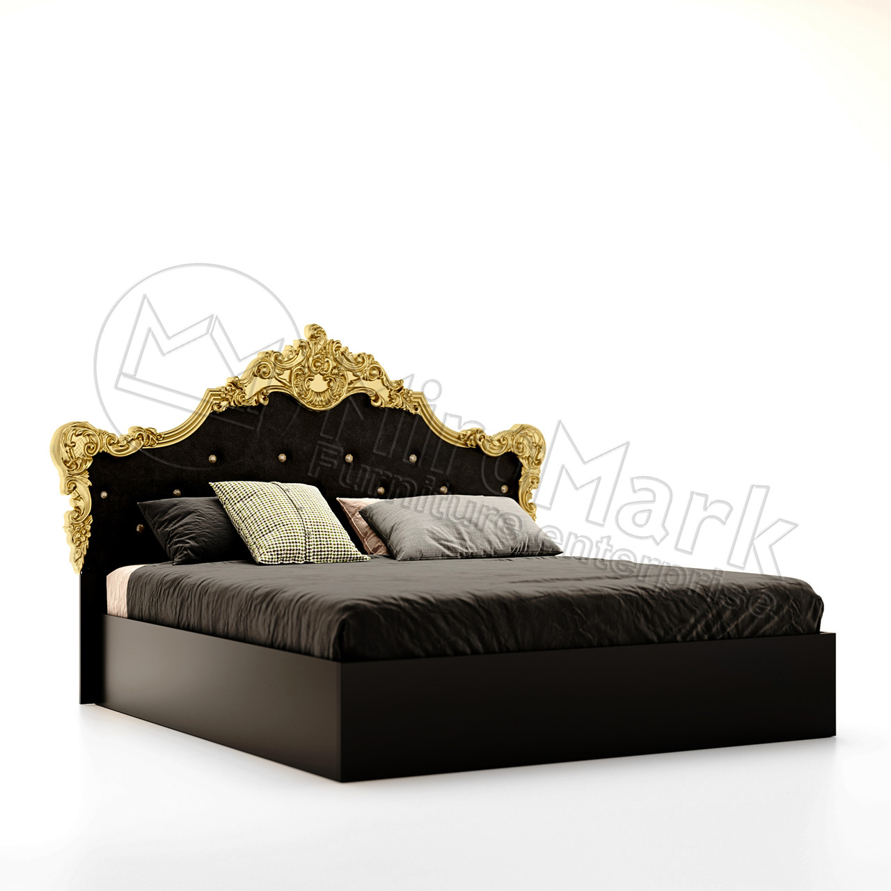 Ліжко з м'якою спинкою 160*200 Дженіфер від "Миро-Марк" чорний глянець
