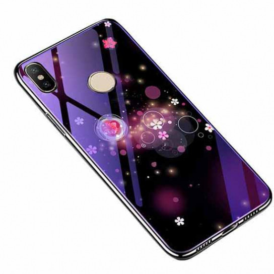 

TPU+Glass чехол Fantasy с глянцевыми торцами на телефон Xiaomi Redmi Note 6 Pro разные цвета, Пузырьки и цветы