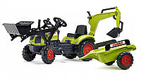 Детский педальный трактор с прицепом и ковшами Falk 2040N CLAAS Arion 410 для детей