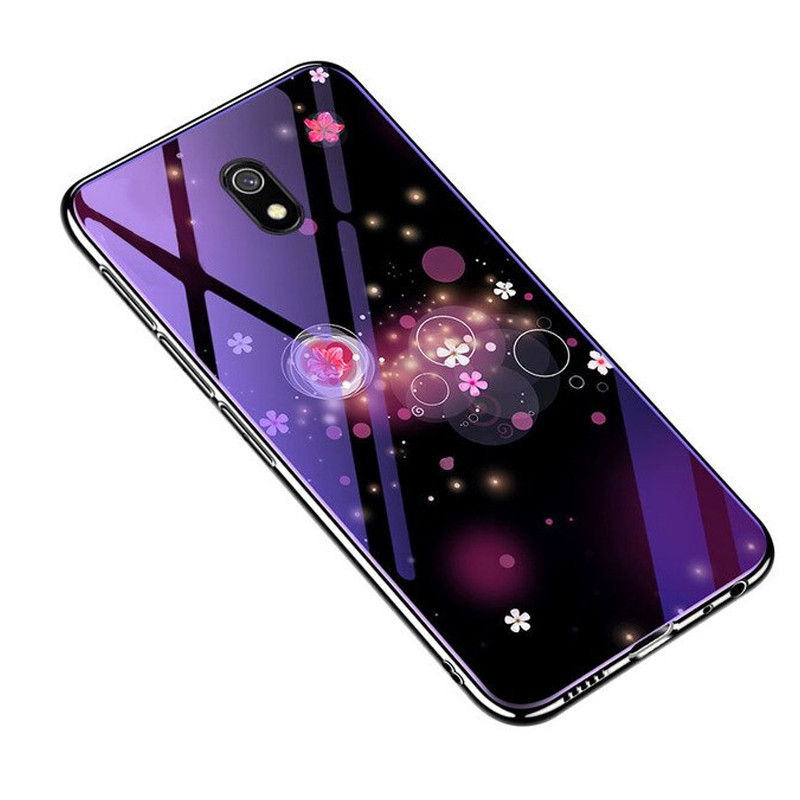 

TPU+Glass чехол Fantasy с глянцевыми торцами на телефон Xiaomi Redmi 8a разные цвета Пузырьки и цветы