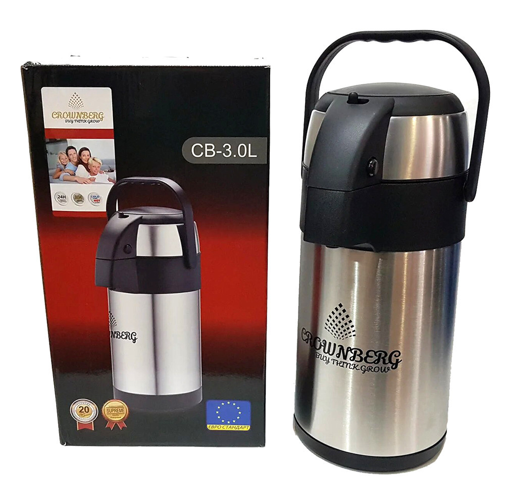 

Термос с Помпой Crownberg Vacuum Flask CB-3L