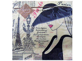 Дизайнерская салфетка (ЗЗхЗЗ, 20шт) Luxy Парижанка (043) (1 пач)