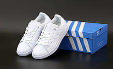 Кроссовки женские Adidas Stan Smith белые ((на стилі)), фото 2