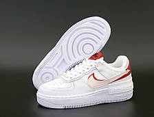 Кроссовки женские  Nike Air Force белые с красными вставками ((на стилі)), фото 2